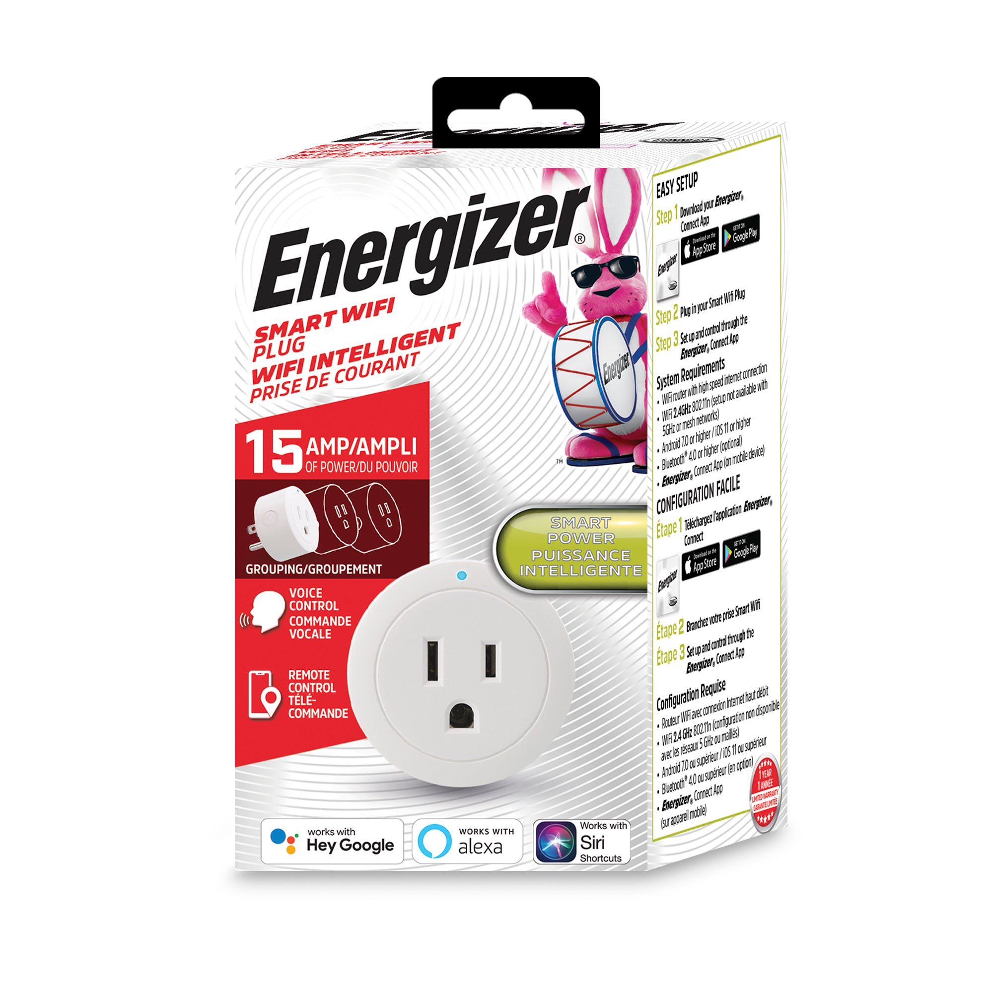 Energizer Smart 15 Amp Round Outlet Plug