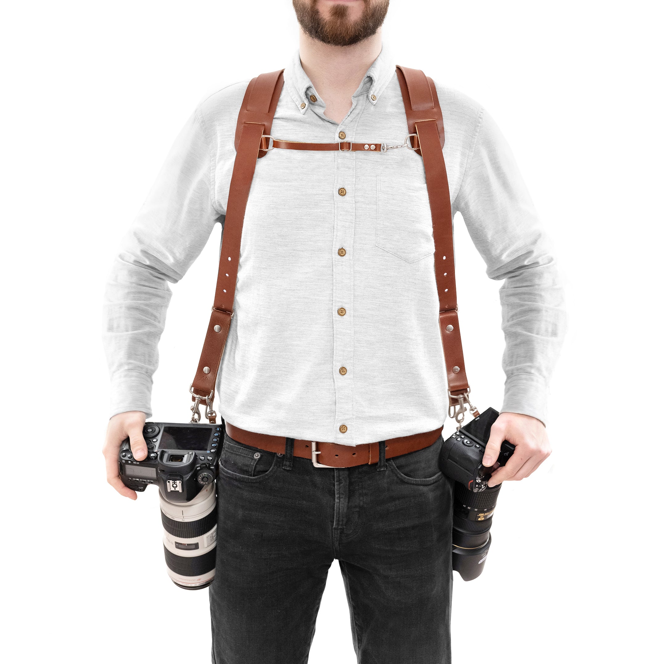 Fab' F22 Leather Dual Camera Harness