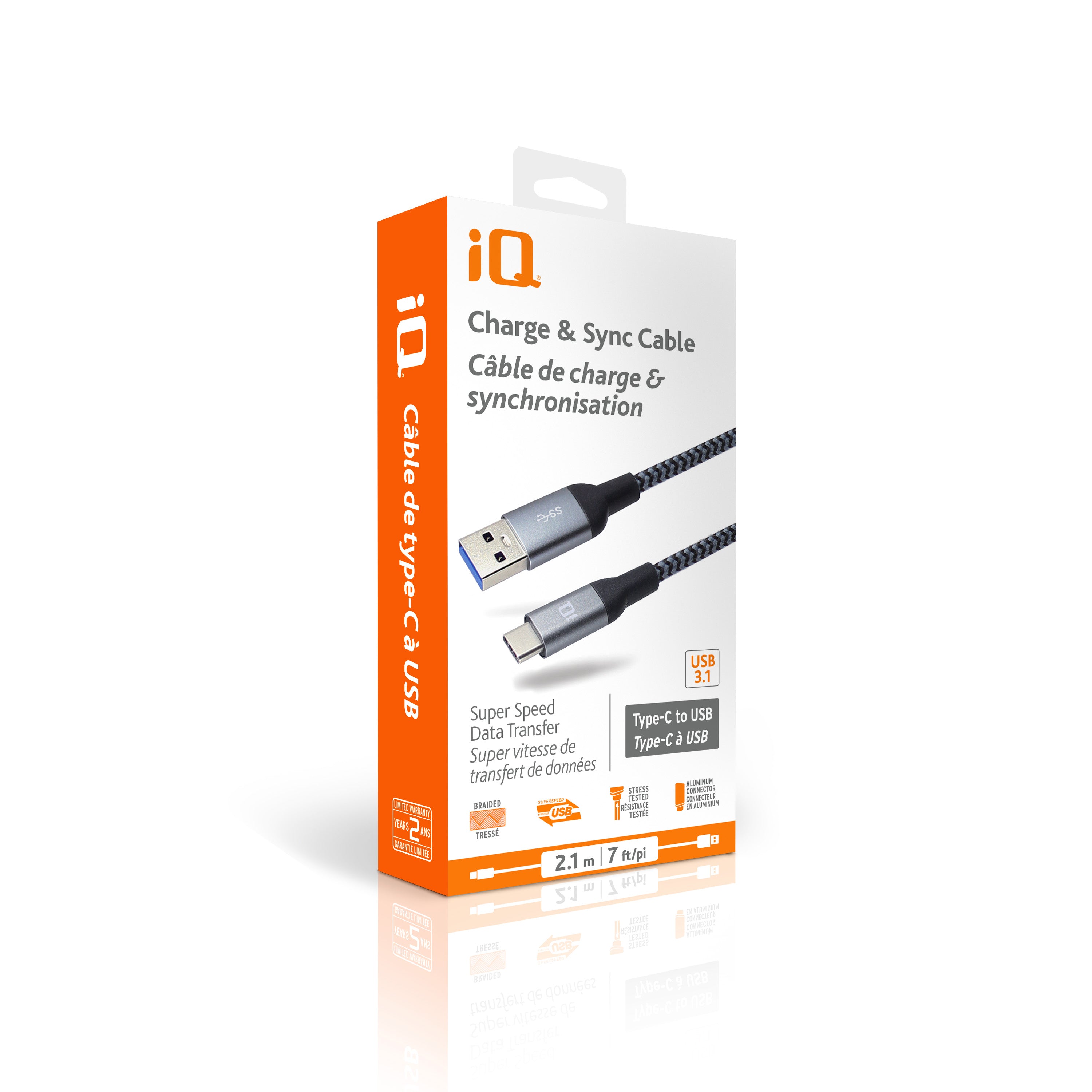 iQ USB Type-C to USB Type-A Cable - 2.1m/7ft