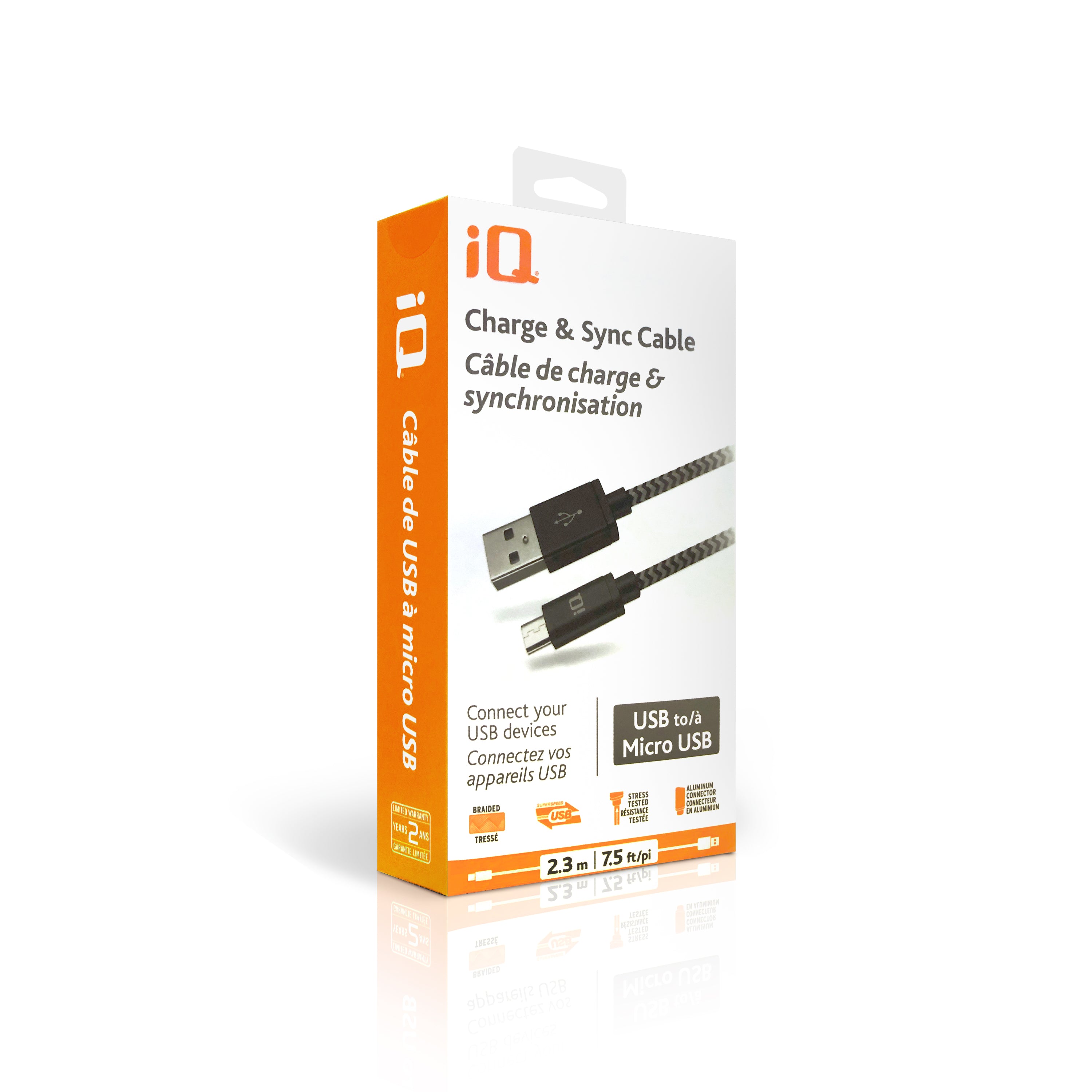 iQ Charge & Sync Microusb Cable - 2.3m/7.5ft