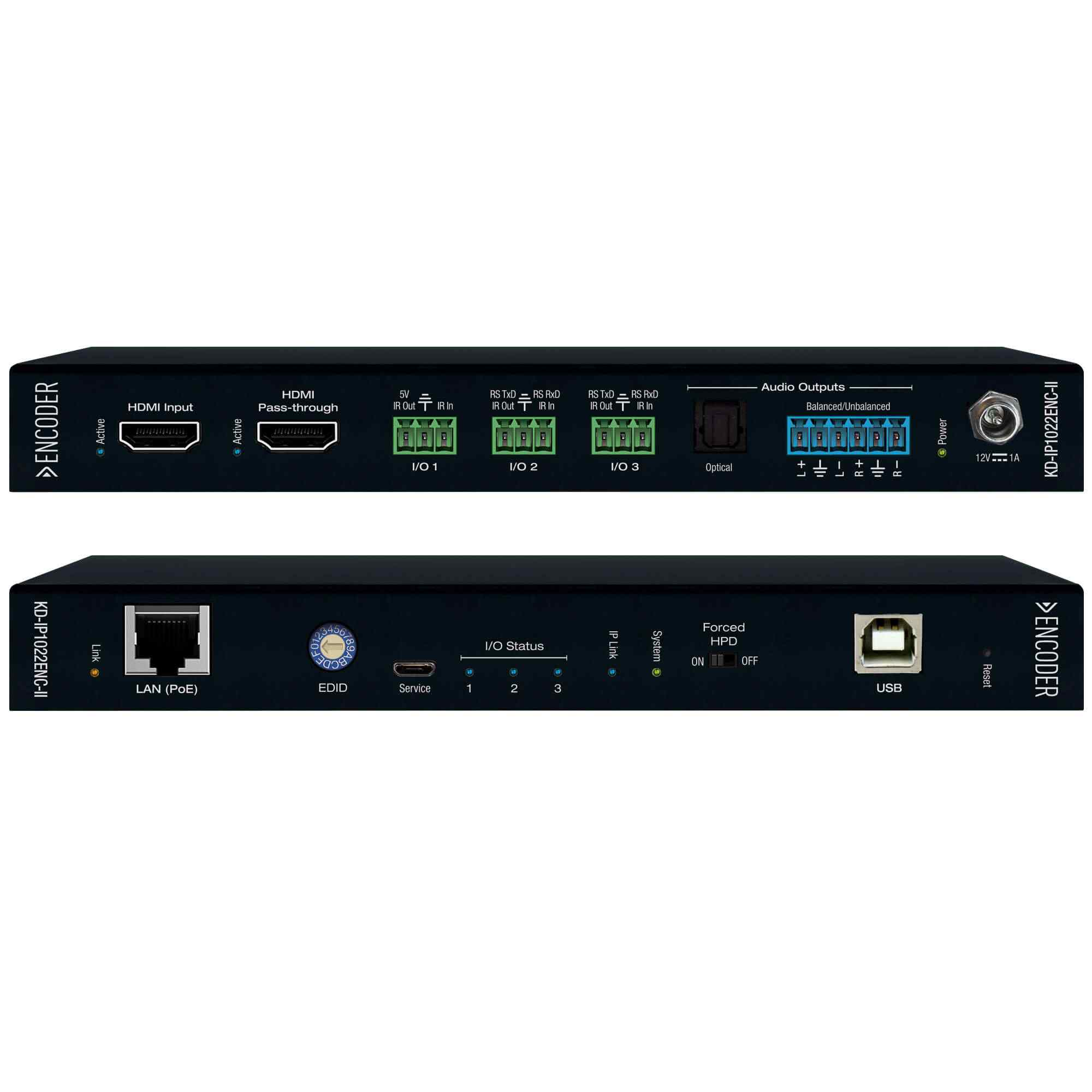 Key Digital KD-IP1022ENC-II 4K AV over IP System Encoder with PoE HDMI Pass Through Audio De-Embedding and Pre-Amp