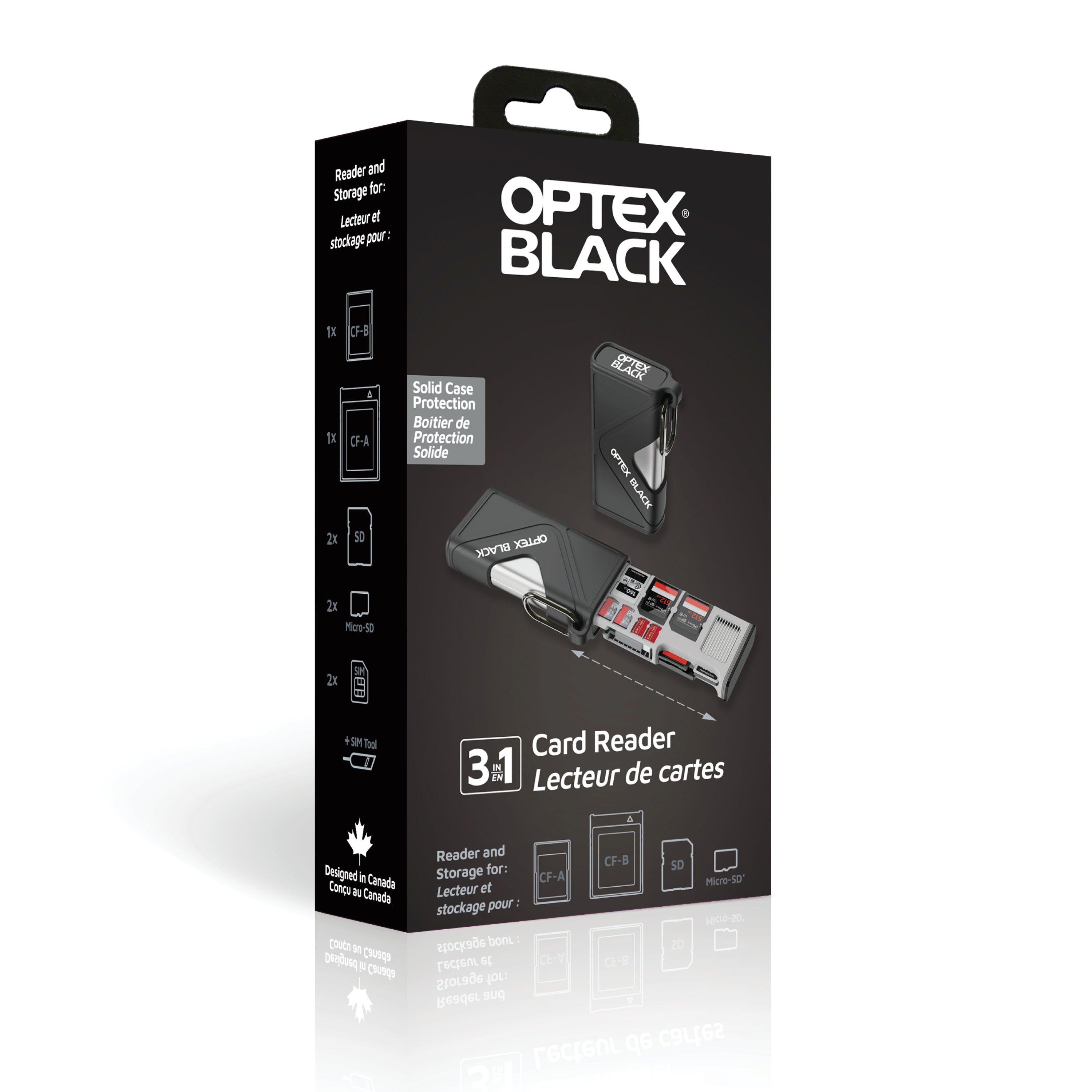 Optex Black OBR1500 CFexpress  (CF-A & CF-B) / SD Card Weatherproof Storage &  Reader with 10Gbps USB-C Transfer