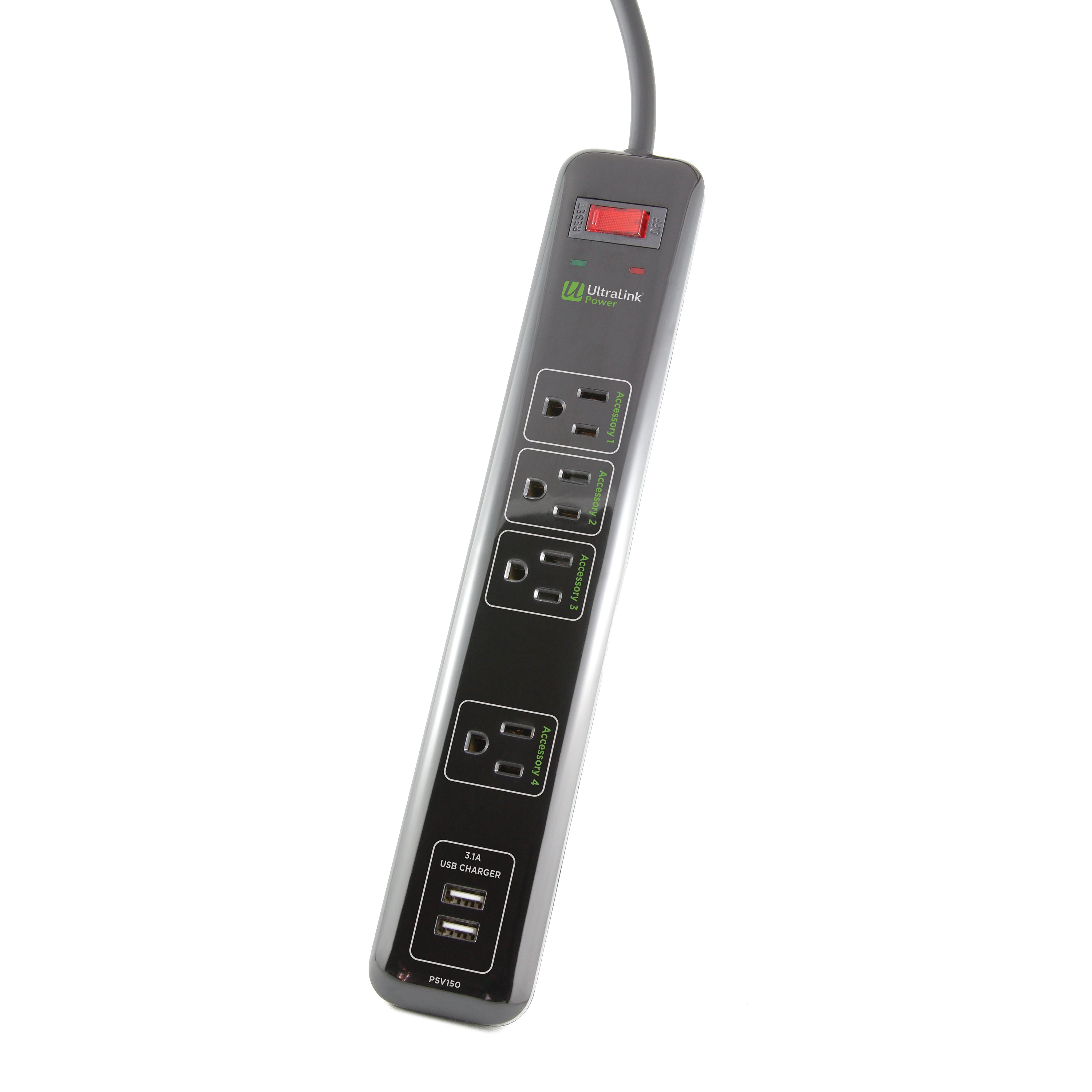 Ultralink PSV150 Surge Protector - 4 Outlets and 2 USB 3.1A