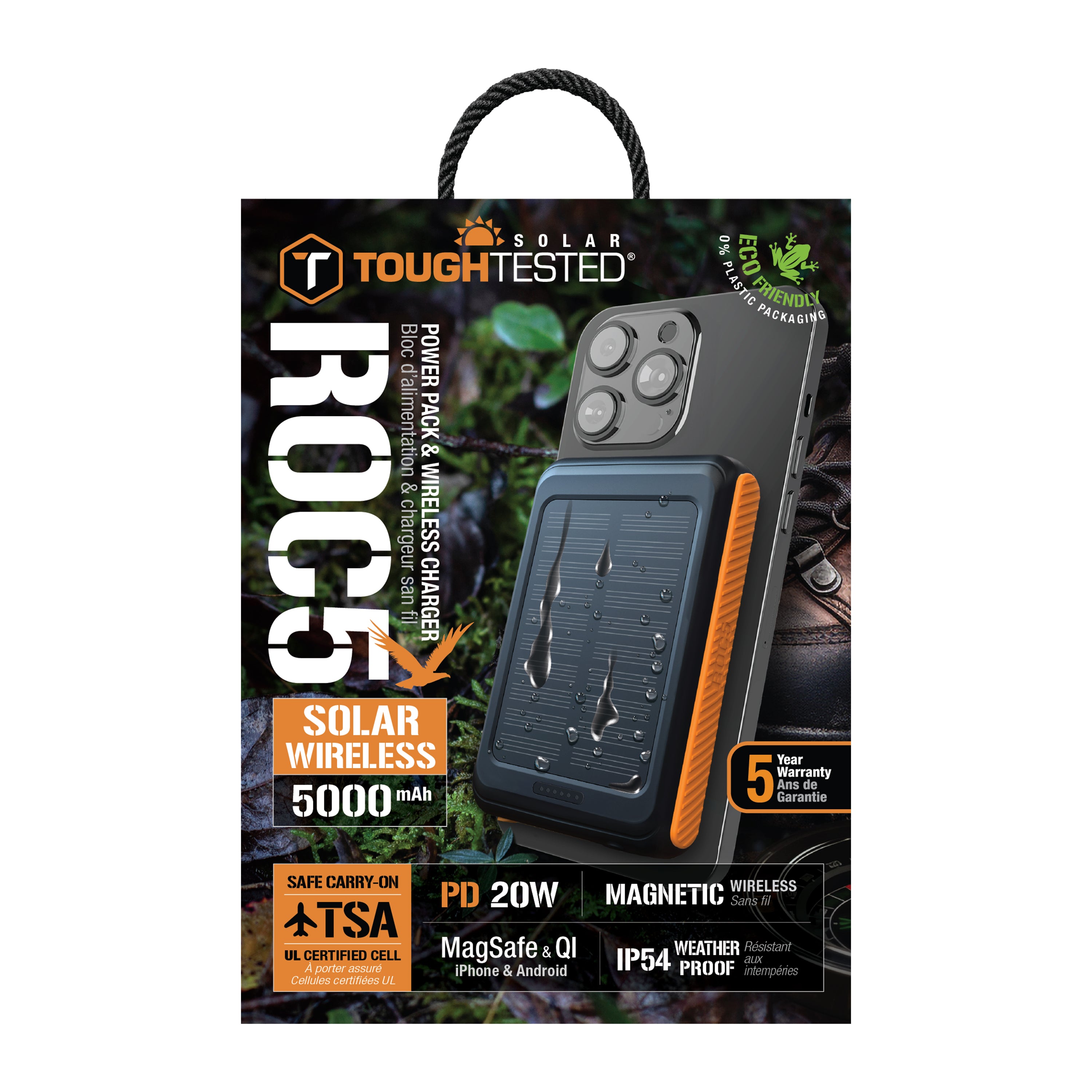 ToughTested ROC5 5,000mAh MagSafe Solar Power Bank & Wireless Charger