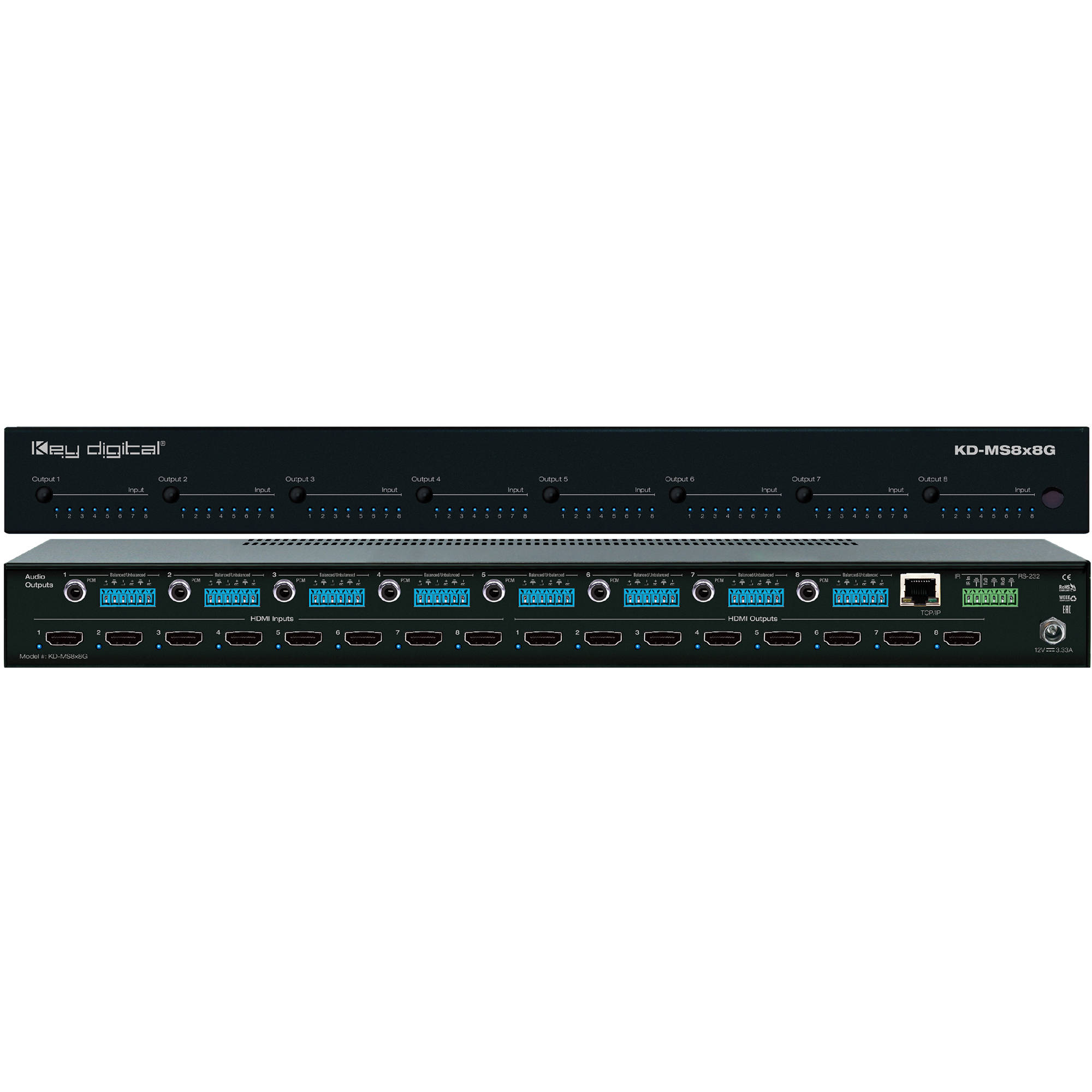 Key Digital 8x8 4K/18G HDMI Matrix Switcher