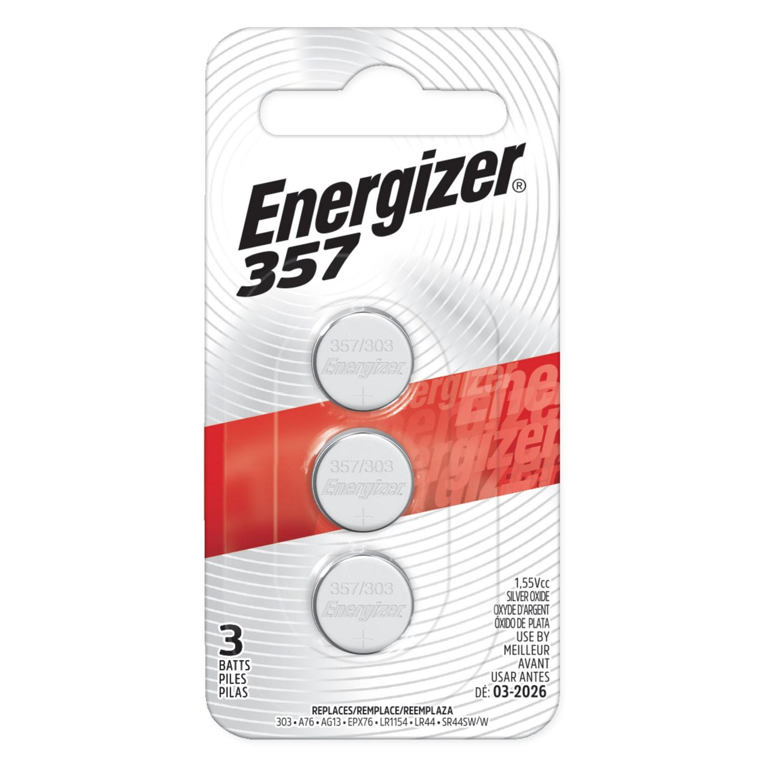 Energizer Zero Mercury 357 Battery (3 Pack)