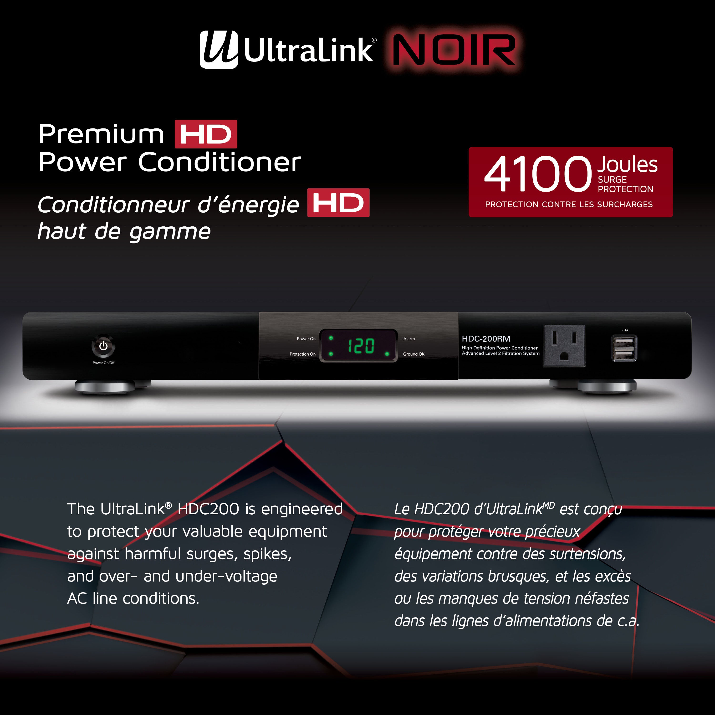 UltraLink Noir Premium HD Power Conditioner - 9 Outlet