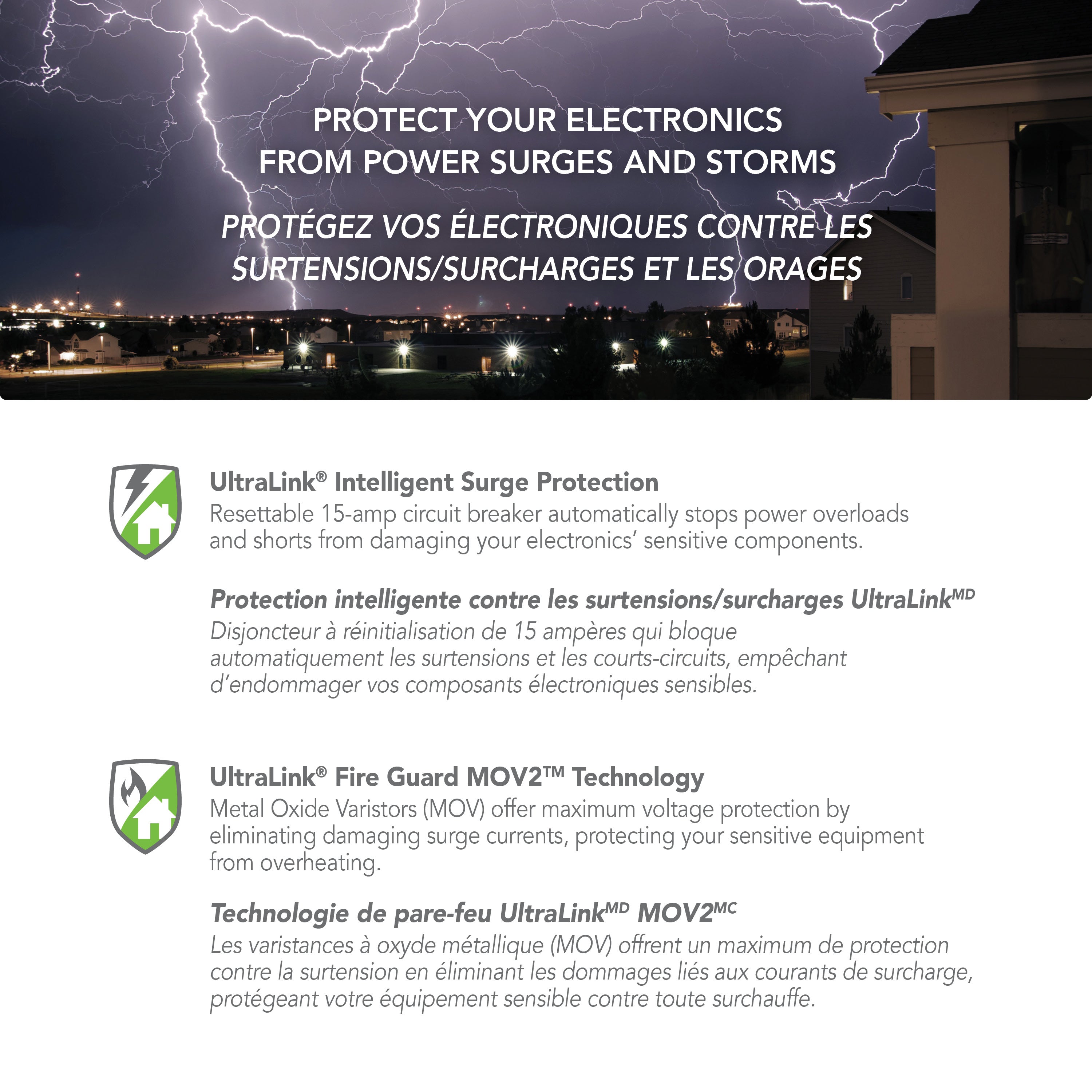 Ultralink Power: Surge Protector - 8 Outlet - 4 USB 4.2A