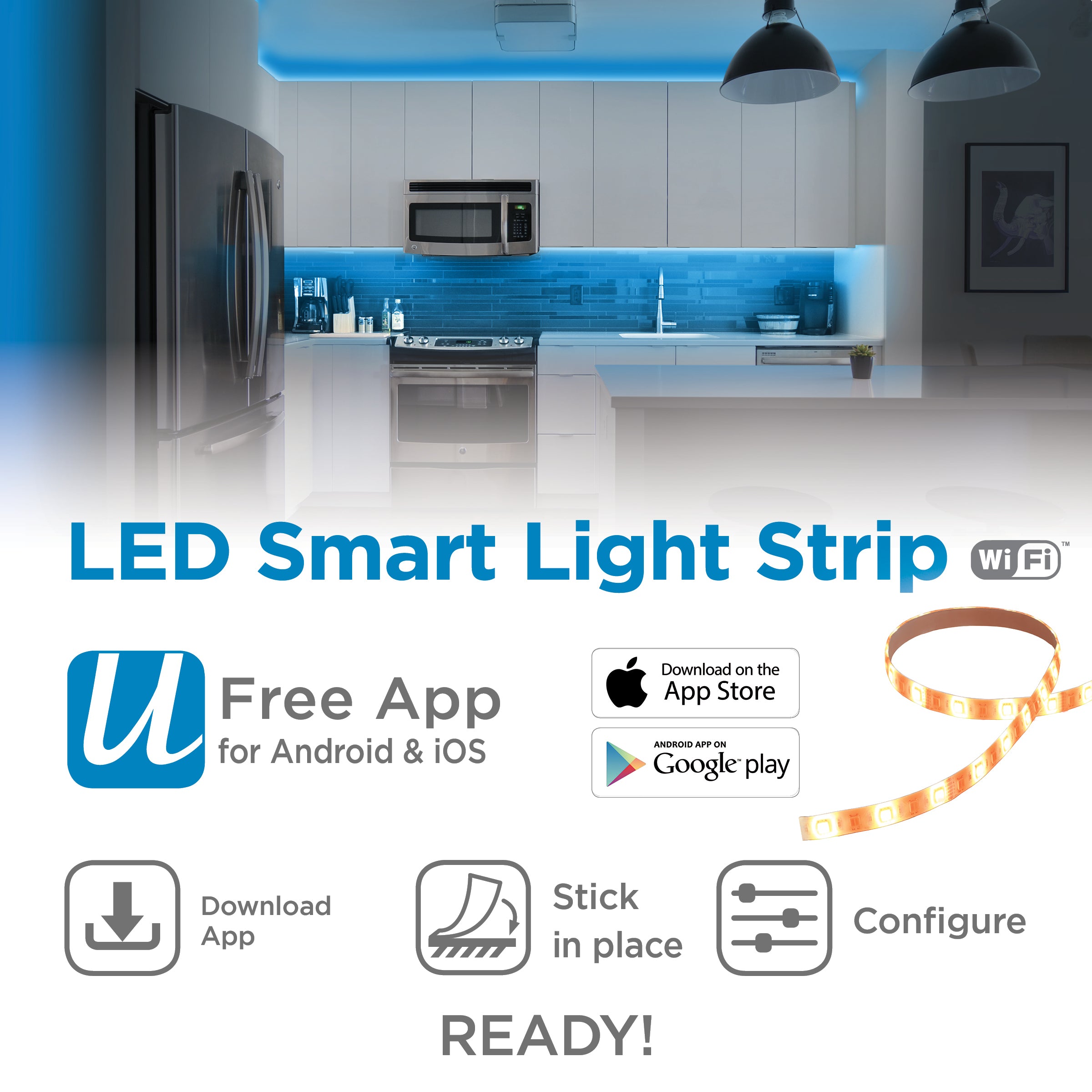 UltraLink Smart Home Wifi LED Strip 2M+1M