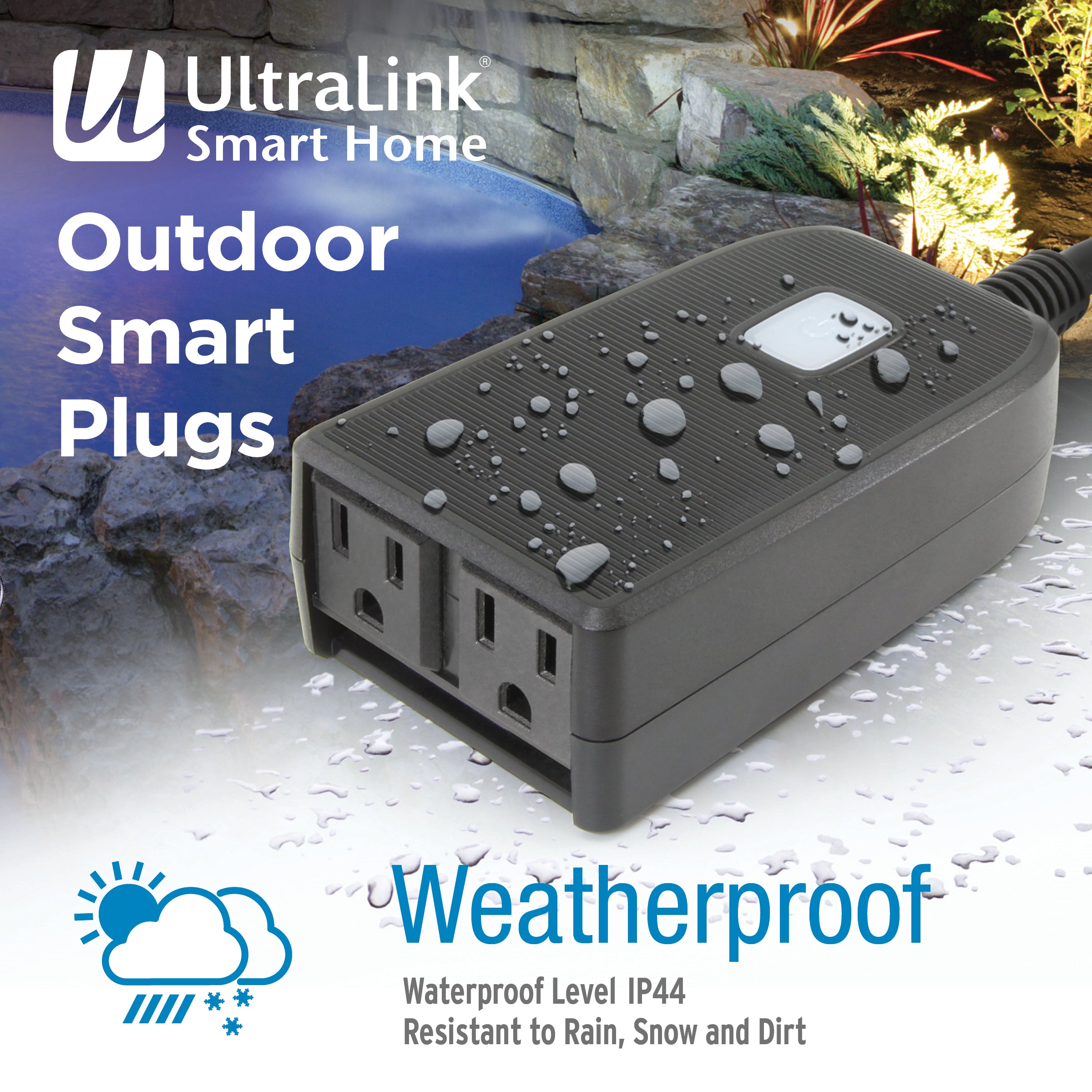 UltraLink Smart Home Wifi Dual Outdoor Plug